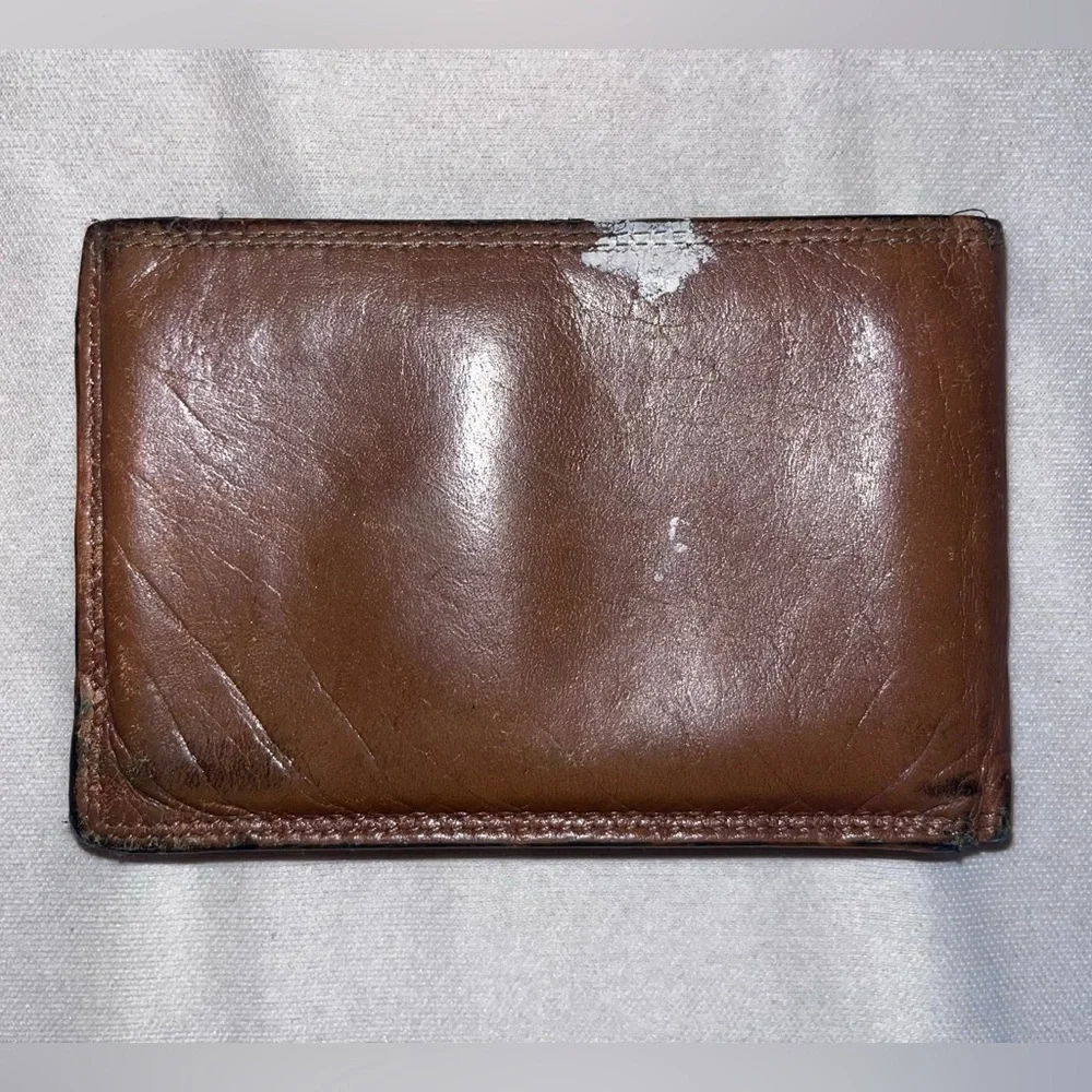 VINTAGE Remo Tulliani Thin Light Brown (Caramel) Soft Leather Bifold Wallet